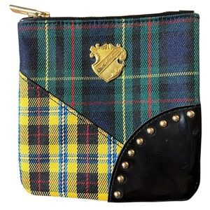 MAC Noble Knights Collection Plaid Coin Purse Makeup Cosmetics Bag Tartan Studs